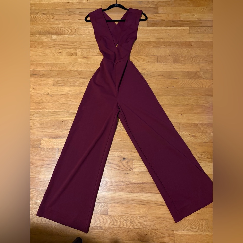 Lulu's Burgundy Thinking Out Loud Backless Jumpsuit